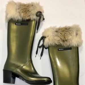 Marc Jacobs Green Olive Rubber Rainboots Rain Boots Size 6